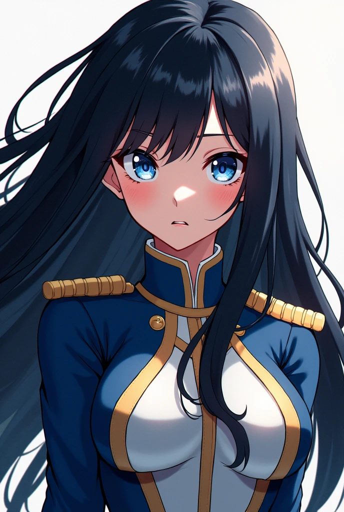 Woman in boku no hero academia uniform with black hair and blue eyes and anime design