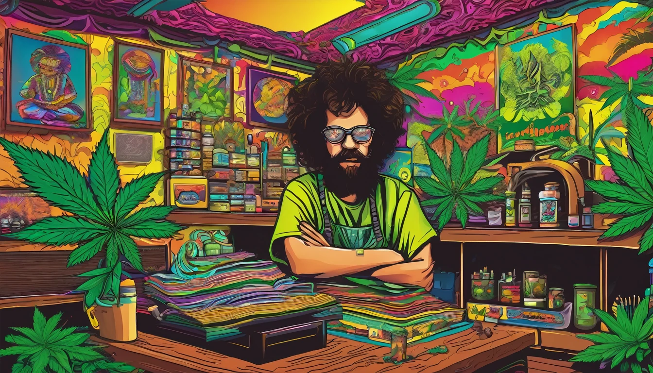 cannabis store near patong beach phuket. there is a sign reading the grove reggae art style, cannabis style, 420 artwork, retro psychedelic weed illustration, smoke hip-hop, psychedelic artwork, in illustration style digital, reggae art, extremely high quality artwork, estilo de arte impressionante, arte do Adobe Illustrator, visionary art style, psychedelic acid trip, estilo de arte vetorial, Terence McKenna
Preparing 
