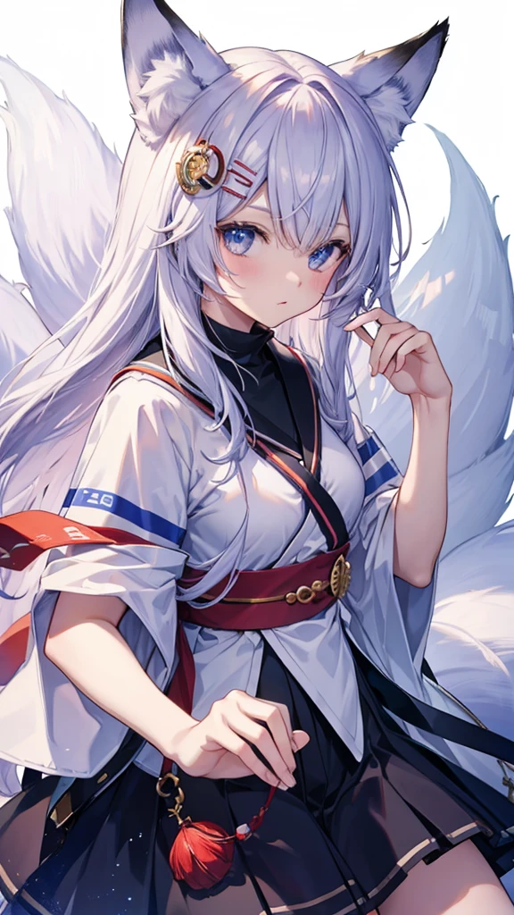 19 years old、Fox Ears、Fox's Tail、164cm、Twin tails Facial features B big breasts W standard H Thick character Silent Pitiful Voice quality Young, upper body only, fashionable clothes