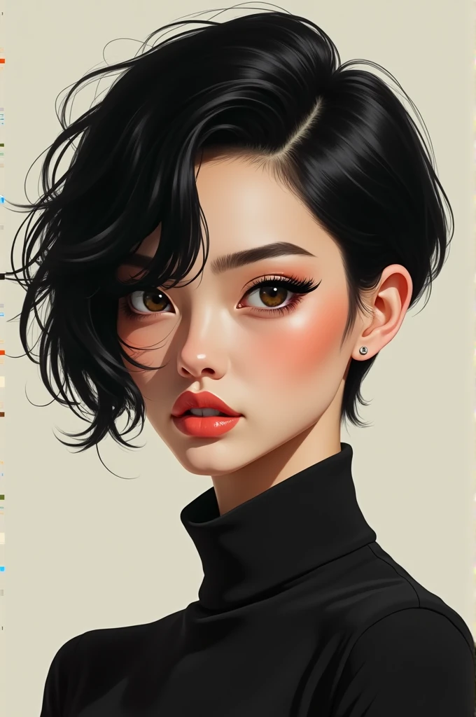Woman with short black hair