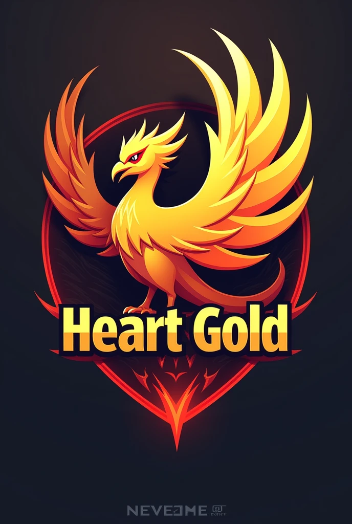 A logo of an E-sports team with the name Heart Gold based on the Pokémon ho-oh