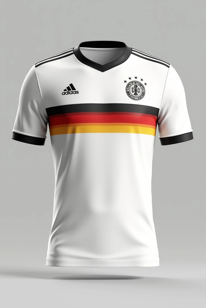 Believe me, the Germany shirt in white with coloured stripes from Euro 2024 complete