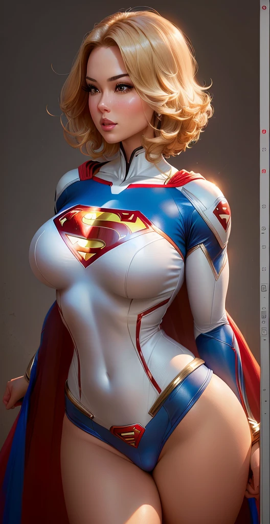 a close up of a woman in a superman costume posing, power girl, extremely detailed artgerm, artgerm julie bell beeple, chris moore. artgerm, supergirl, artgerm jsc, artgerm. high detail, by stanley artgerm, style artgerm, artgerm detailed, artgerm style,big ass, wide hips, voluptuous, huge thighs, slingshot bikini, thick ass,(((same face)))), ((((character front and back view ))))