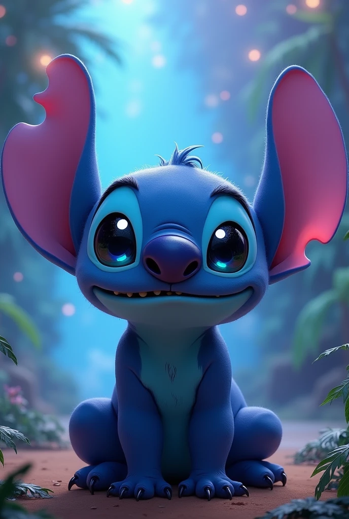 super cute stitch with glowing eyes
