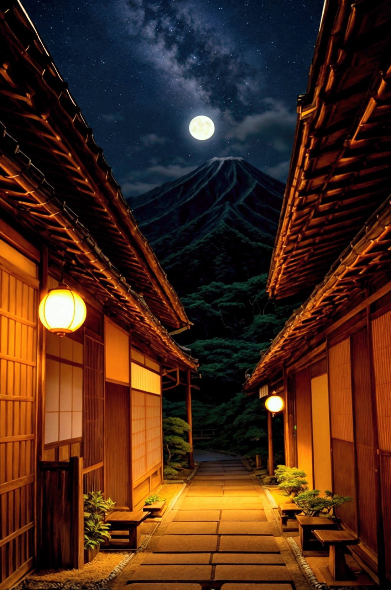 Japan、Rural Scenery、rice、Fantasy、summer night、4K quality、photograph、