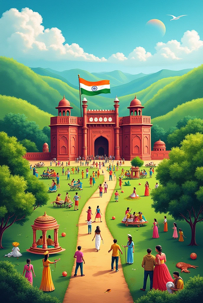 77th Indias Independence day unique, attractive drawing in landscape