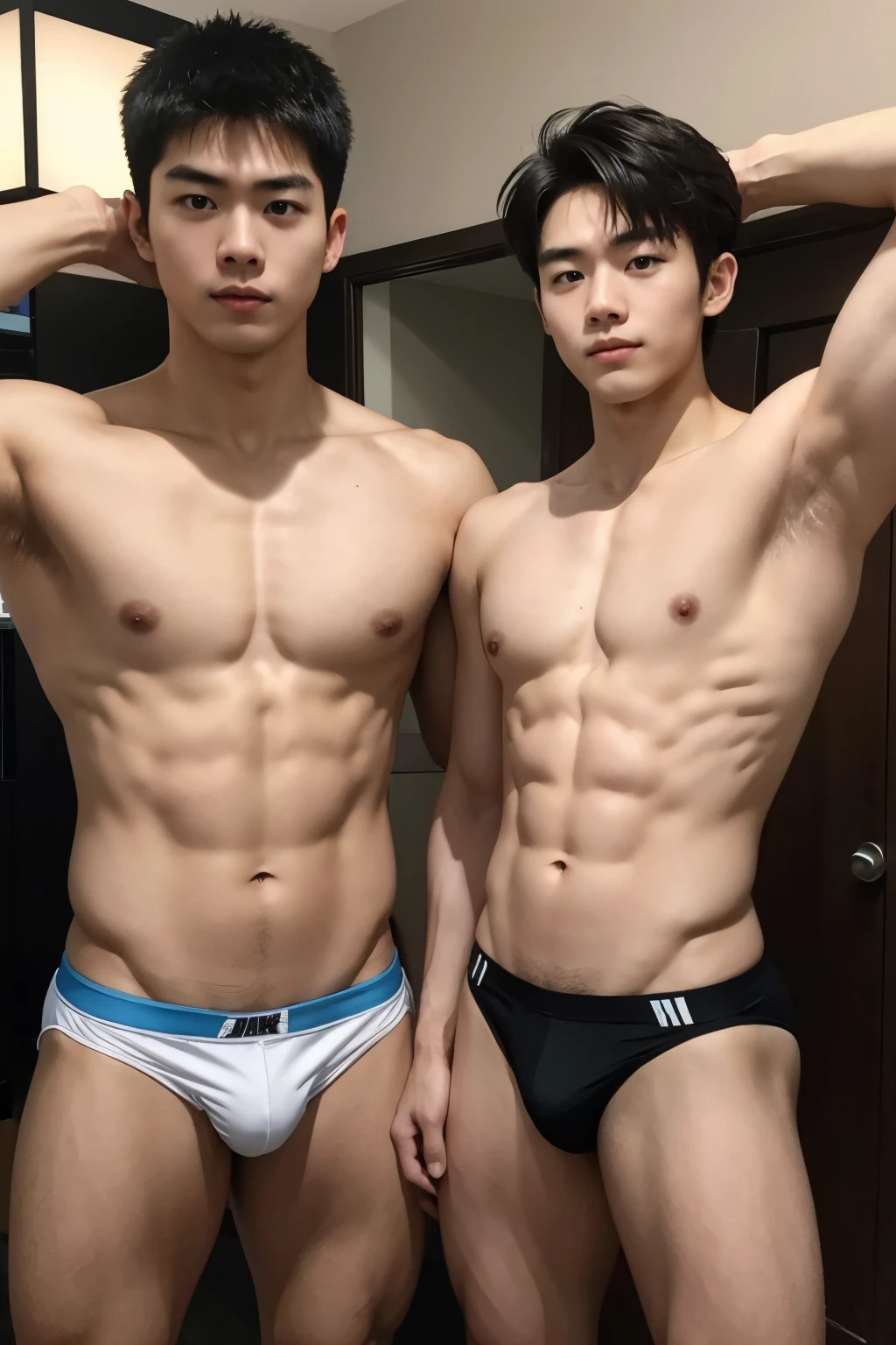 Slim man。Bodybuilding Challenge Process。skin color is fair。Japanese。age２０age。