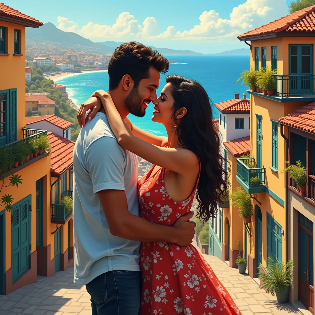 representacion de mucho amor entre Chileno y colombiana en valparaiso, Chile