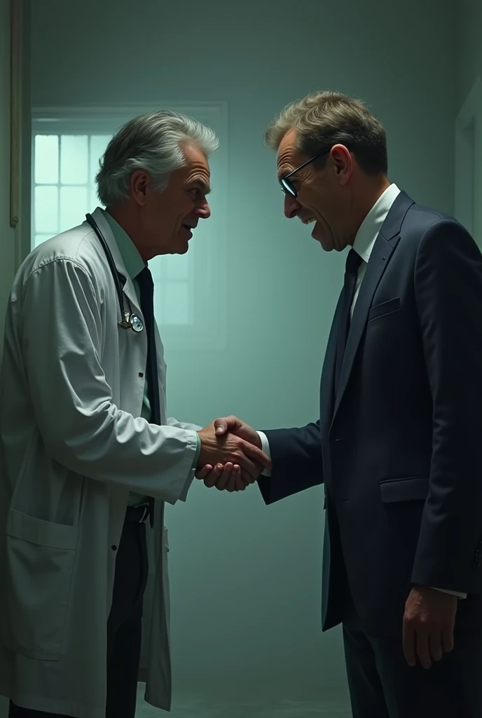 A doctor shaking hands with a quack, symbolizing the discrediting of legitimate medical practices.