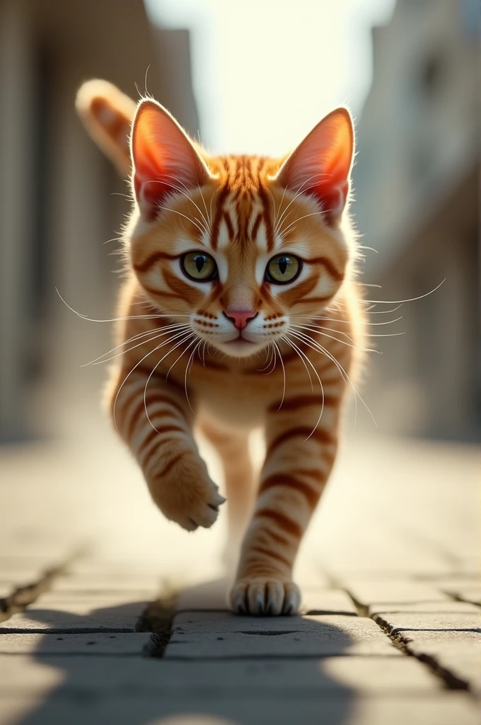 A cat is runnig