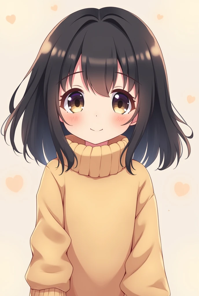 Black Hair sweater cute Anime-style illustrations