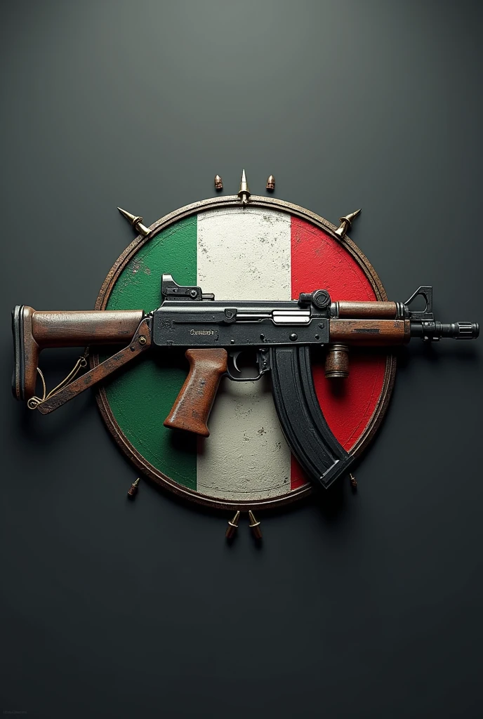 Oops, create an image with the Italian flag and an AK 47 with the name AMAYA and ammunition , I want a very realistic image Put the name AMAUA IN THE MIDDLE AND REMOVE THE WEAPON now make the name more realistic remove the man and put an AK 47 make this name more realistic another more real like a logo