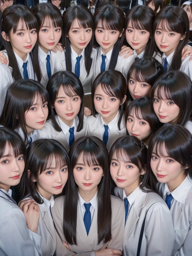 (((8k, 超High resolution, Highest quality, masterpiece))), (Insincere laughter), (avoid), (((22 years old)))、日本人Women、Beauty、Beautiful Skin、Semi-long hair、Black Hair、オフィスWomen、100 cute 、smile、High resolution、Soft Light、Beautiful detailed、Very detailed、eyes and face、Beautiful attention to detail、Wide-angle field of view、Depth of subject、top view、Full body description、((Very detailed depiction of the double))、(((multiple girl)))、((((6+girl))))、((((100))))、(((1000)))、((((100人のWomen))))、(((10000)))、(((Crowd Shot)))、(((women only)))、(((Women、The same face、perfection、Consistency)))、(((Big Breasts、Deep valley)))、Women増える、Women増殖、Matching clothes、(((Large Groups)))、Zoom out