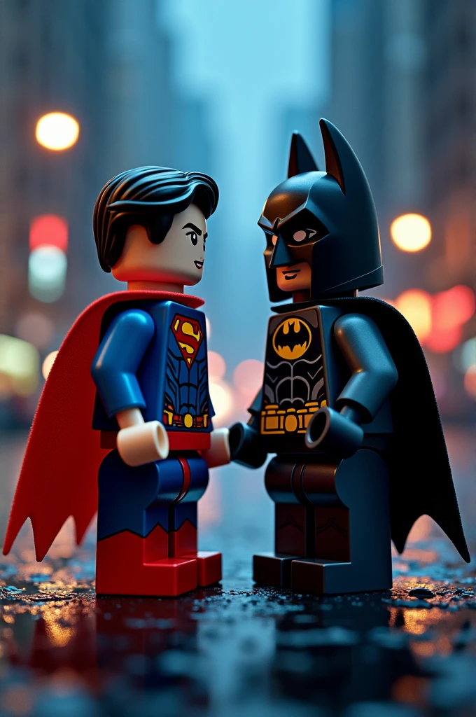Superman and Batman in lego art, night sexsi