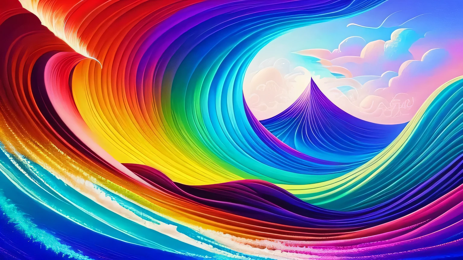 a colorful illustration of a wave crashing over a mountain, Psychedelic landscape, colorful illustration, colorful surreal plane ethereal, just a joke, Surreal psychedelic design, colorful surreal plane, artistic 4 k, arte digital elaborada, kilian eng vibrant colors, color digital painting, a surreal dream landscape, kilian eng vibrant colors, complex digital painting, digital landscape art, planets, universe, via lacta, eternidade infinita
