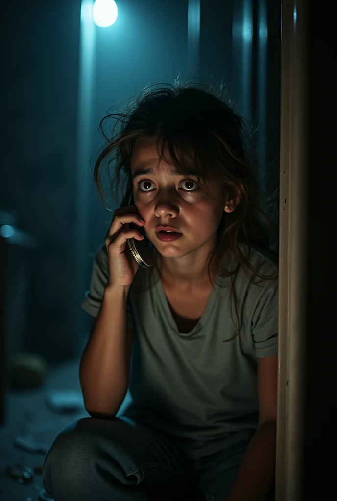 Imagine a  scared girl calling the police