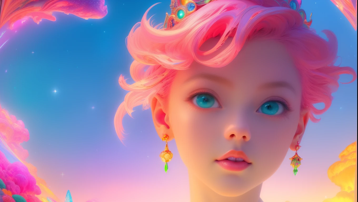 (best quality, ultra-detailed, photorealistic: 1.39), bright and vibrant colors, studio lighting, Red moon, sky shooting stars, soft azure clouds, sparkling, sparkling neon green ocean waves, pink roses in the pink ocean, fantasy, diamond, crown, universe, soft lights, sparkling eyes, cute biquini, cute biquini, within the vast ocean, (masterpiece:1.2), (best quality), 4k, ultra-detailed, (dynamic composition:1.4), highly detailed, colorful details,( iridescent colors:1.2), (glowing lighting, atmospheric lighting), dreamy, magical, (solo:1.2)