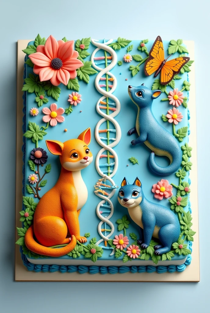 Custom square cake design for a biology and animal genetics teacher