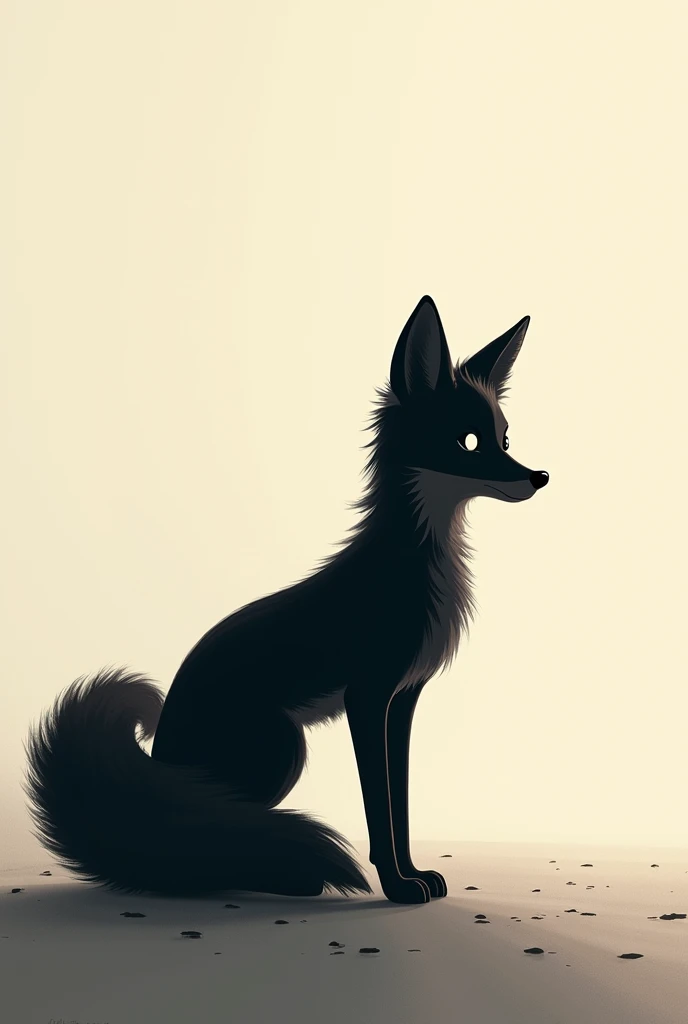 Generate me a silhouette of a fox looking to the right side