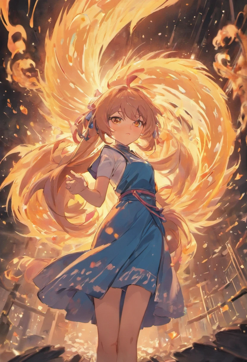 best quality,masterpiece,Ultra-high resolution,(photoactual:4:0),An oriental nine-tailed spirit fox woman.long hair shawl,Wear cool clothes,apron,Cooking in the kitchen