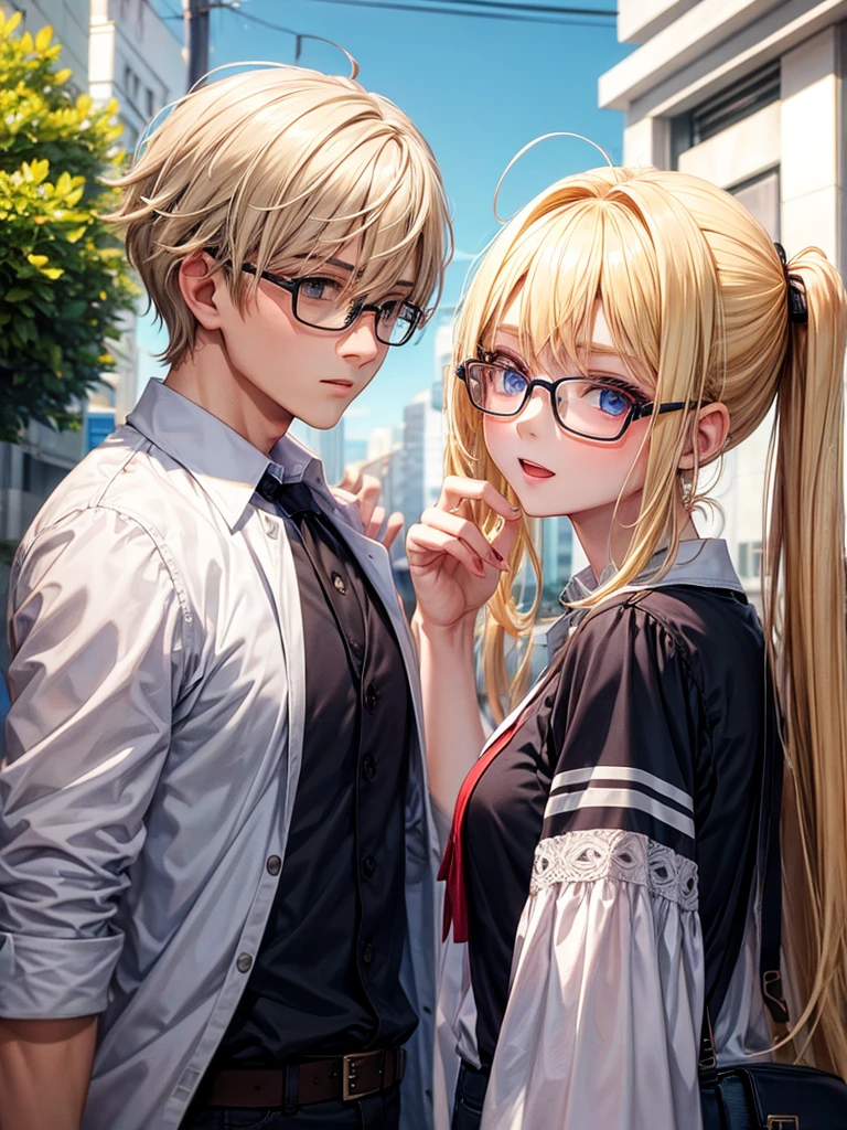 boy and girl, pair, Guy with glasses, Girl with blonde hair