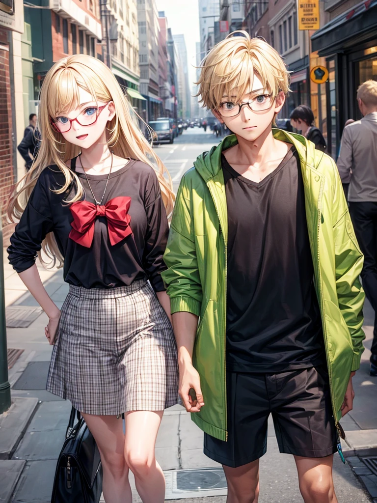 boy and girl, pair, Guy with glasses, Girl with blonde hair