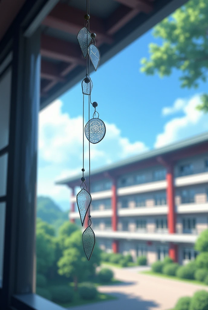 Create a realistic furin image at school
