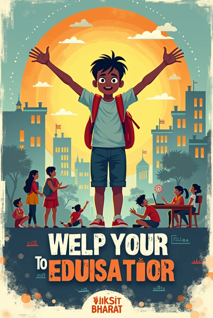 A poster with the topic right to education: a step towards viksit bharat
