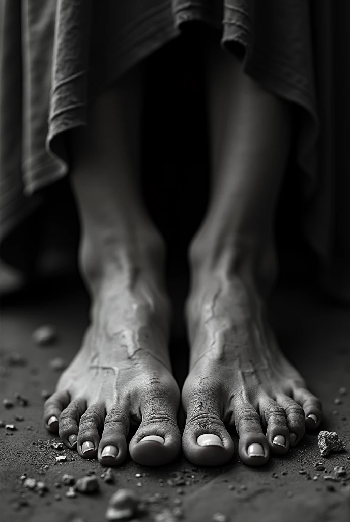 create a pack of foot photos, of a suffering woman from the interior of the northeast