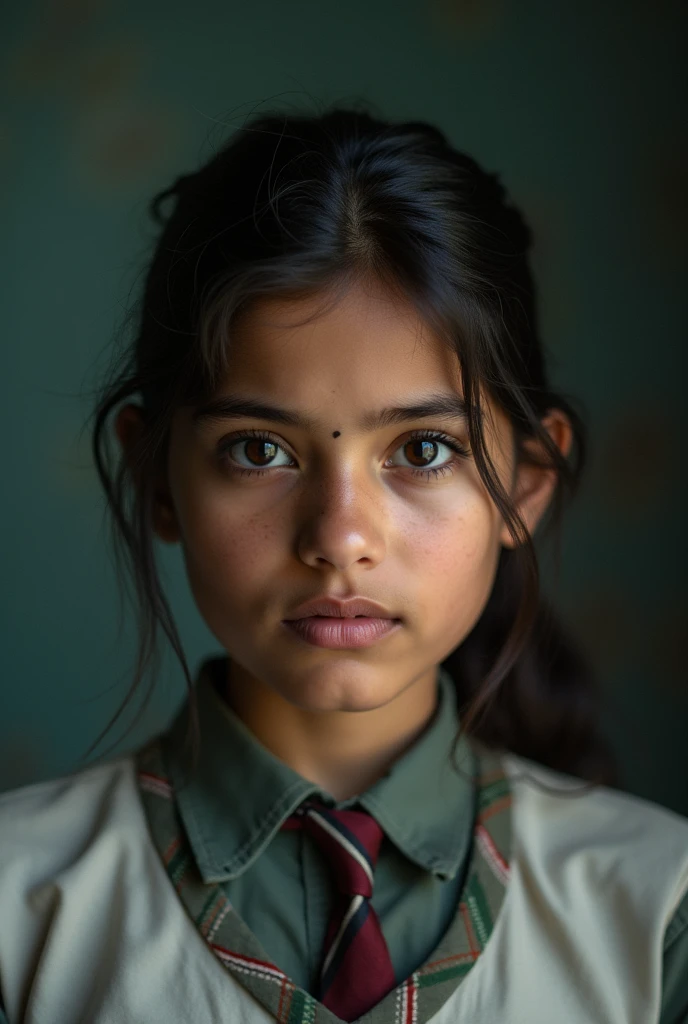 1 Guatemalan girl in traditional Chichicastenago dress sitting at a school desk 