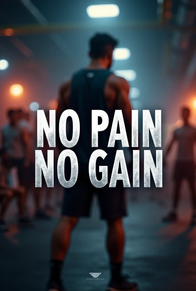 I would like an image in 1080 x 1350, with the following sentence in the center of it "No Pain No Gain" in the background of the image, something that is motivating and draws attention related to sport, maybe a blurry person that you notice is trying hard, nothing related to the gym