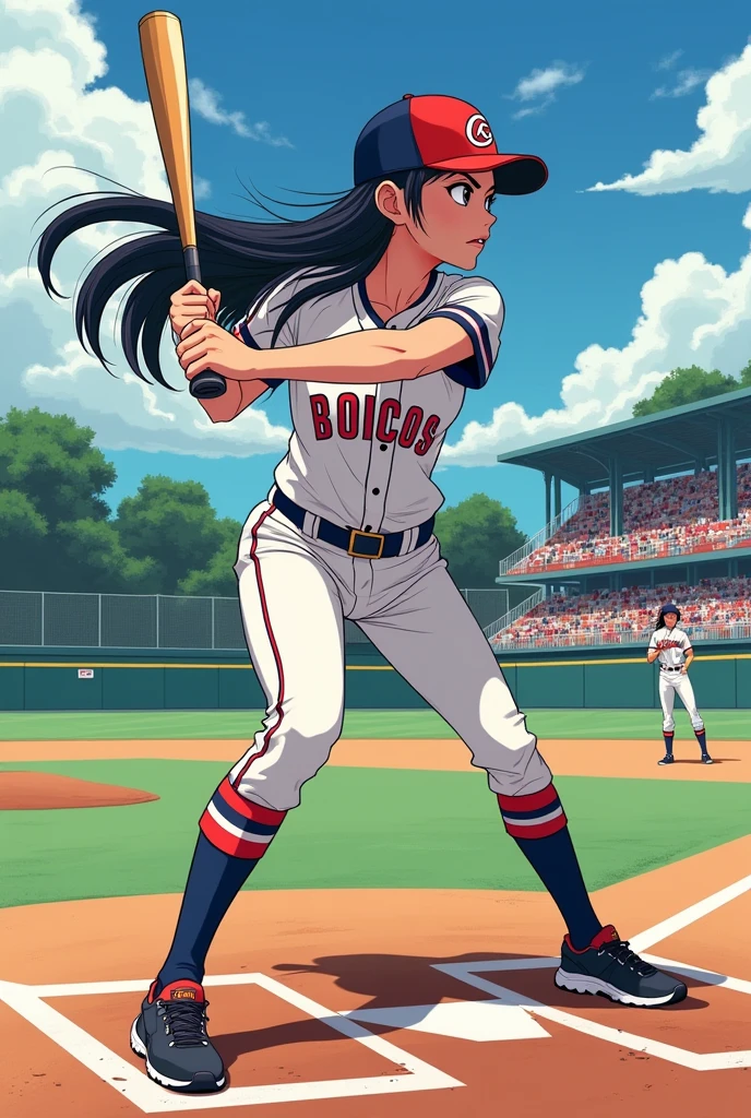 baseball woman Black Hair Anime-style illustrations