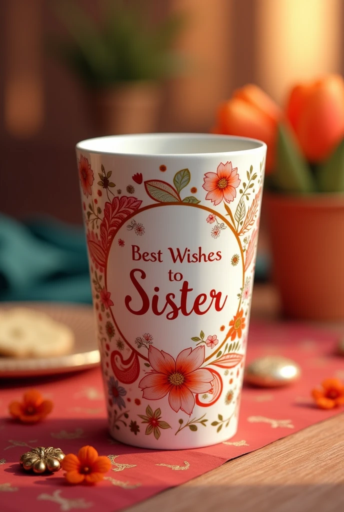 Create a Design for Cup For occasion of rakshabandhan add best wishes to sister