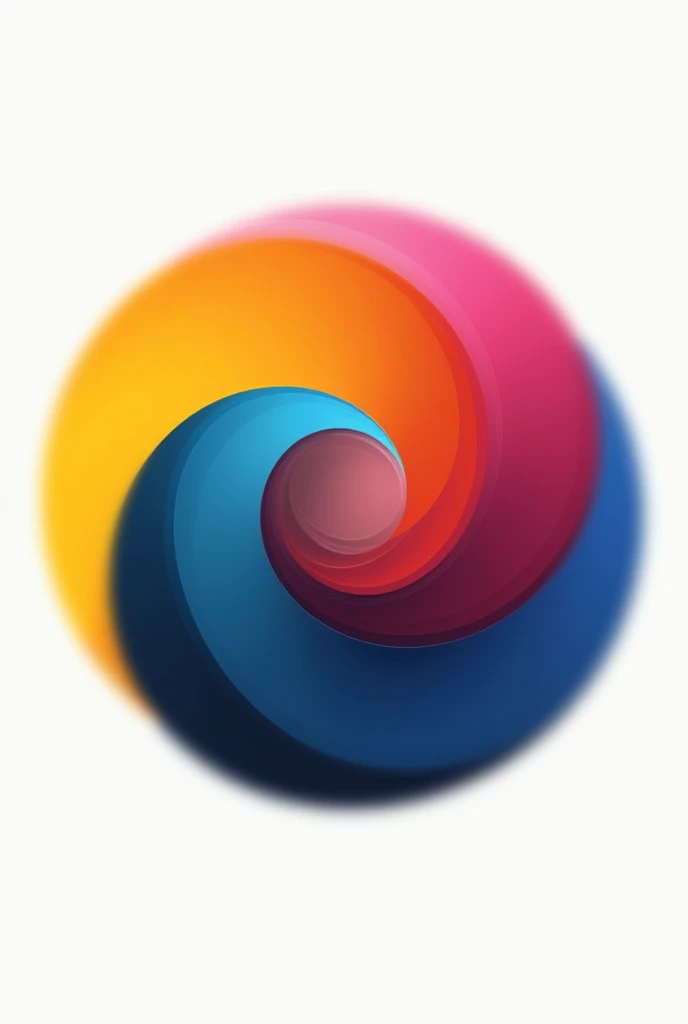 Design a logo that contains a spiral of colored circles, yellow, magenta, blue, and black all 4 in equal proportion with a slight blur