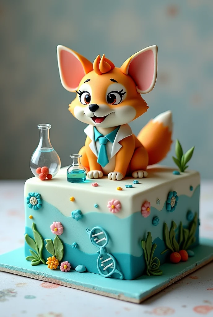 Custom square cake design for an animal genetics teacher