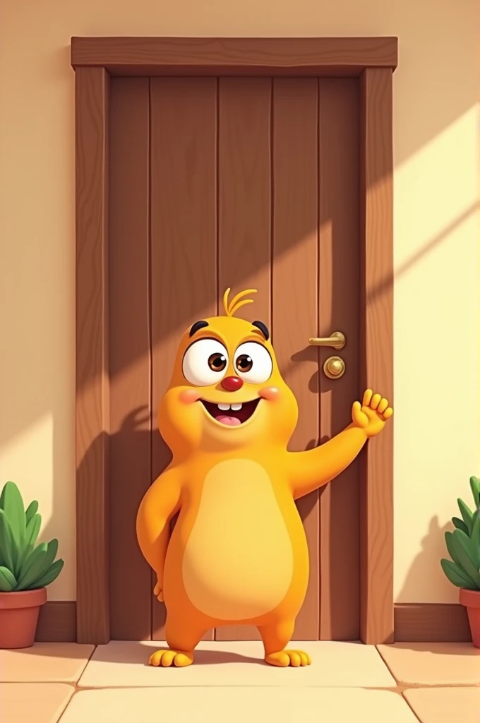 A knocking a door 2D animation style