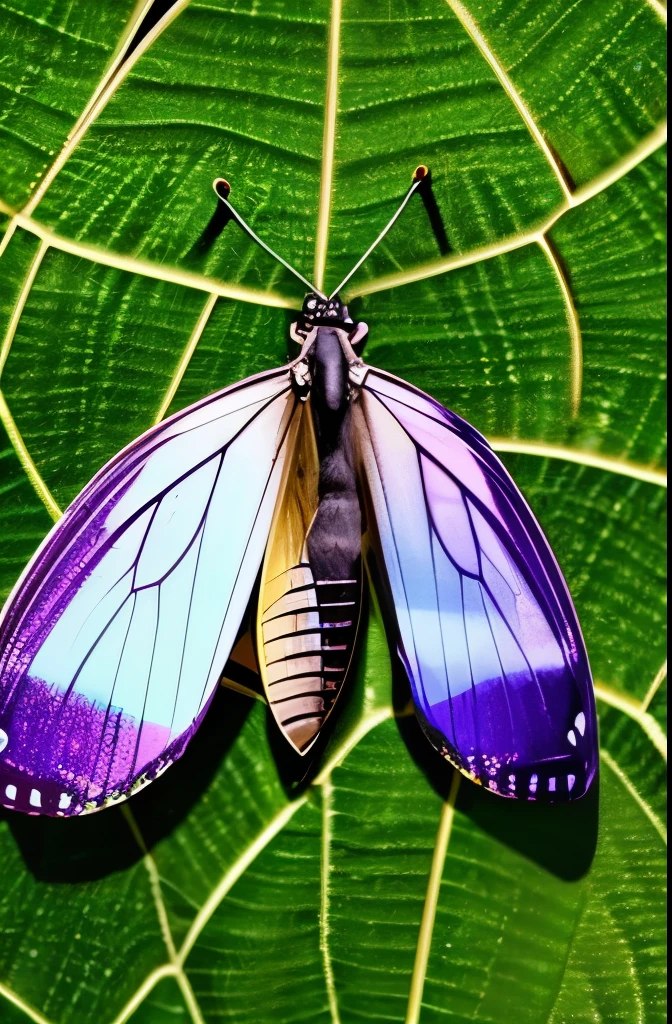there is a butterfly that is sitting on the ground, iridescent wings, beautiful iridescent colors, iridescent moth wings, by Emanuel Schongut, beautiful symmetric, butterfly, translucent wings, ringlet, beautiful opened wings, harmony of butterfly, hairs fluttering on the wing, vivid colours. sharp focus. wow!, butterfly wings, by Hans Werner Schmidt