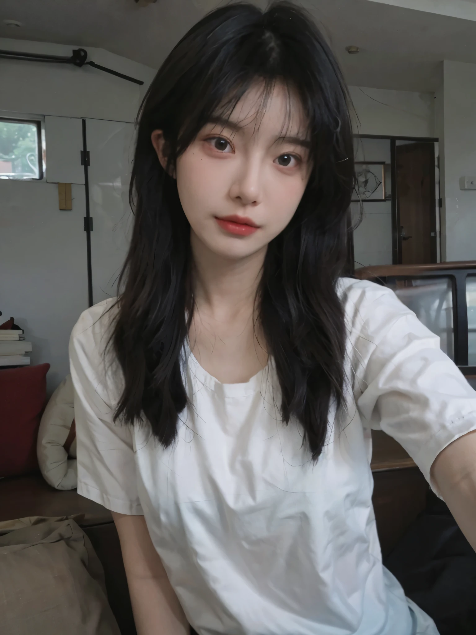 Best quality,masterpiece,Ultra-high resolution,(Photo Realism:1.4),Girl,Sexy,cute,(shirt:1.2),(Big breasts:1.3),(whole body:1.4)