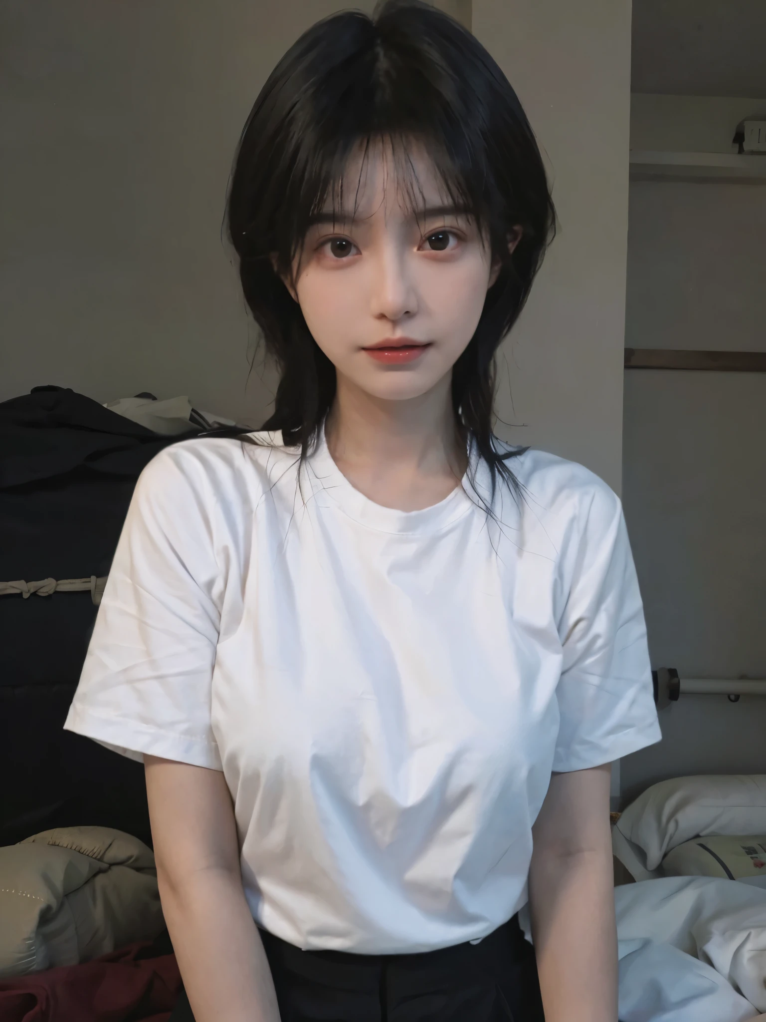 Best quality,masterpiece,Ultra-high resolution,(Photo Realism:1.4),Girl,Sexy,cute,(shirt:1.2),(Big breasts:1.3),(whole body:1.4)