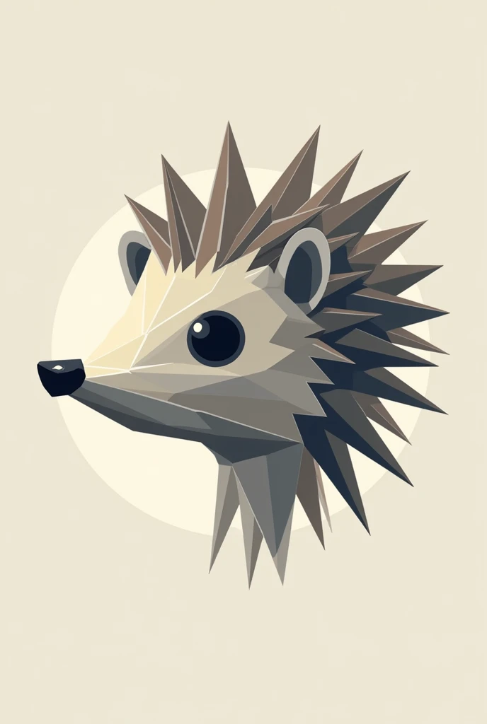 Make me a hedgehog face with a level of abstraction, triangles and lines
