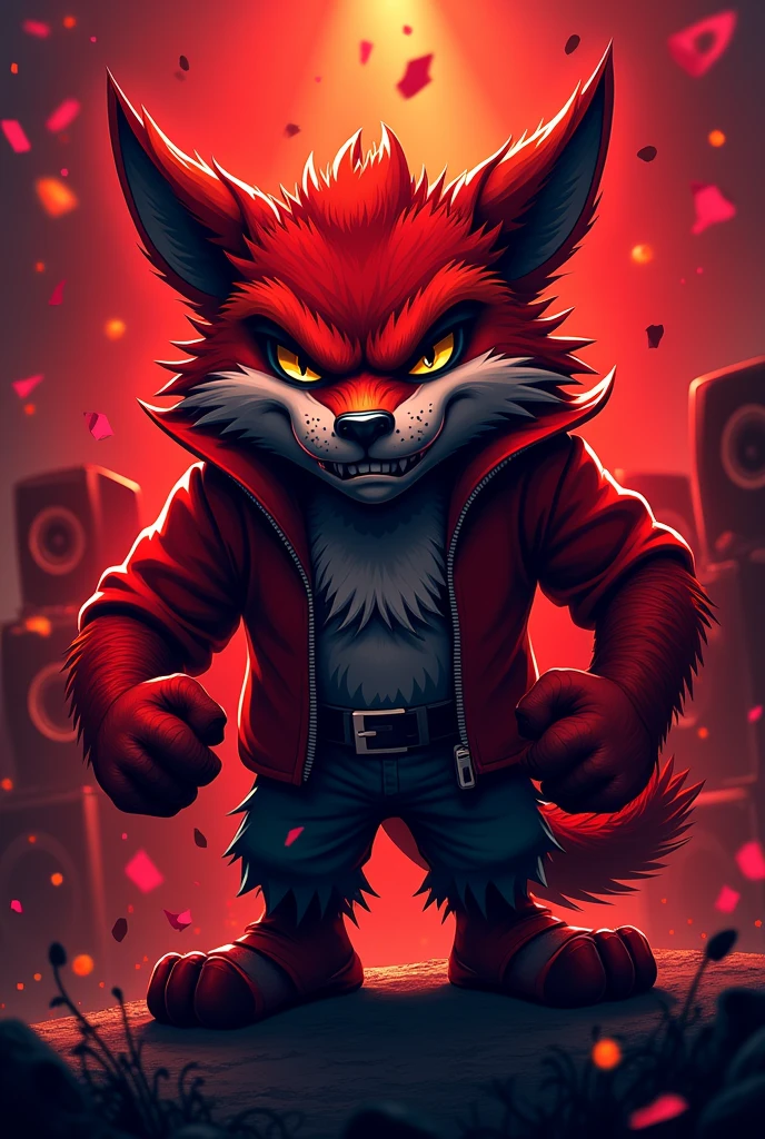 mascot for a music club with color red and black