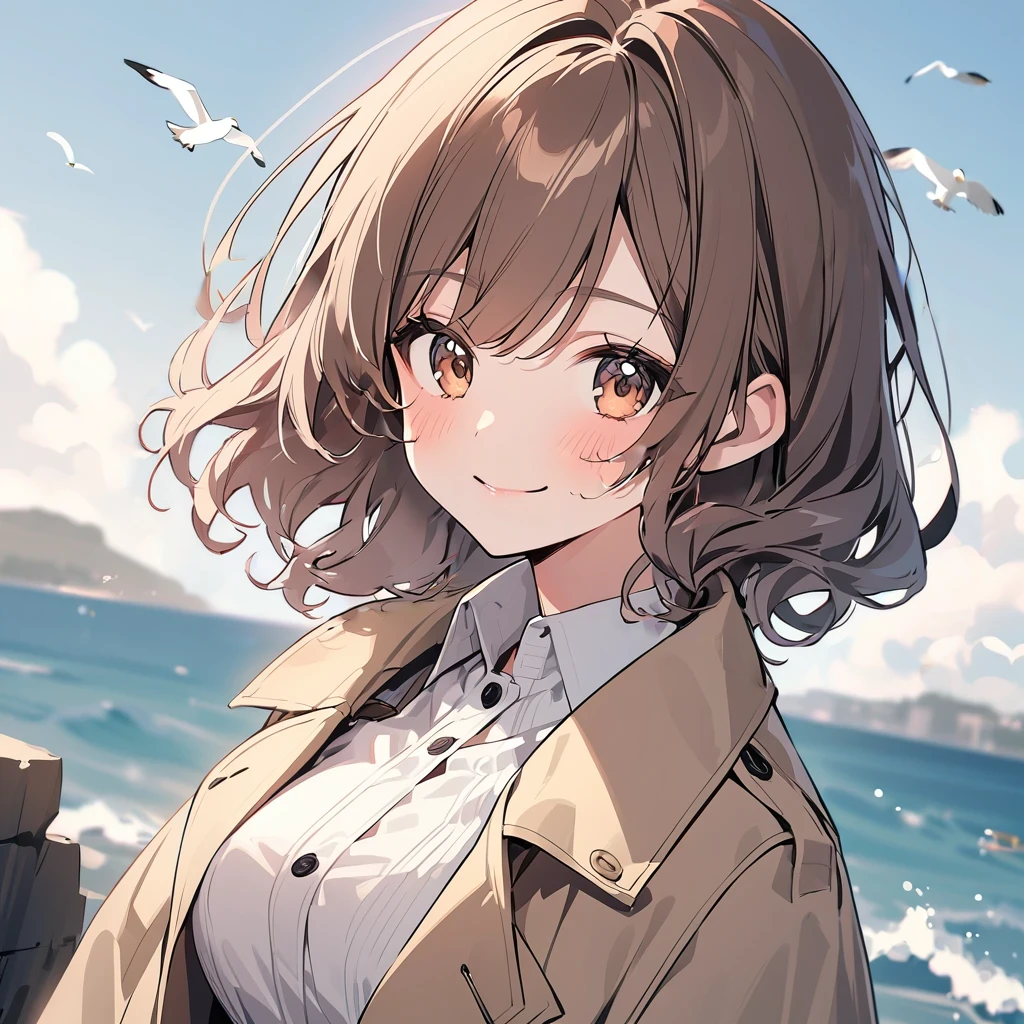 wavy hair. smile
