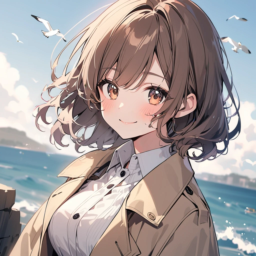 wavy hair. smile
