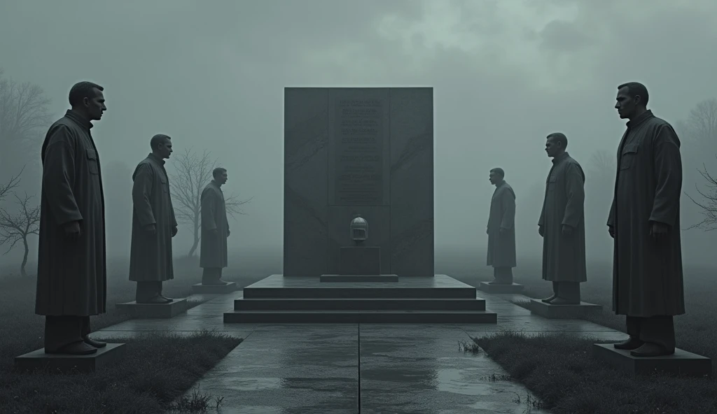 **Sacrifices and Martyrs**: A somber tribute image featuring memorials, graves, or monuments dedicated to freedom fighters who sacrificed their lives, with a focus on their enduring legacy and the values they fought for..in Dall e-3 style 