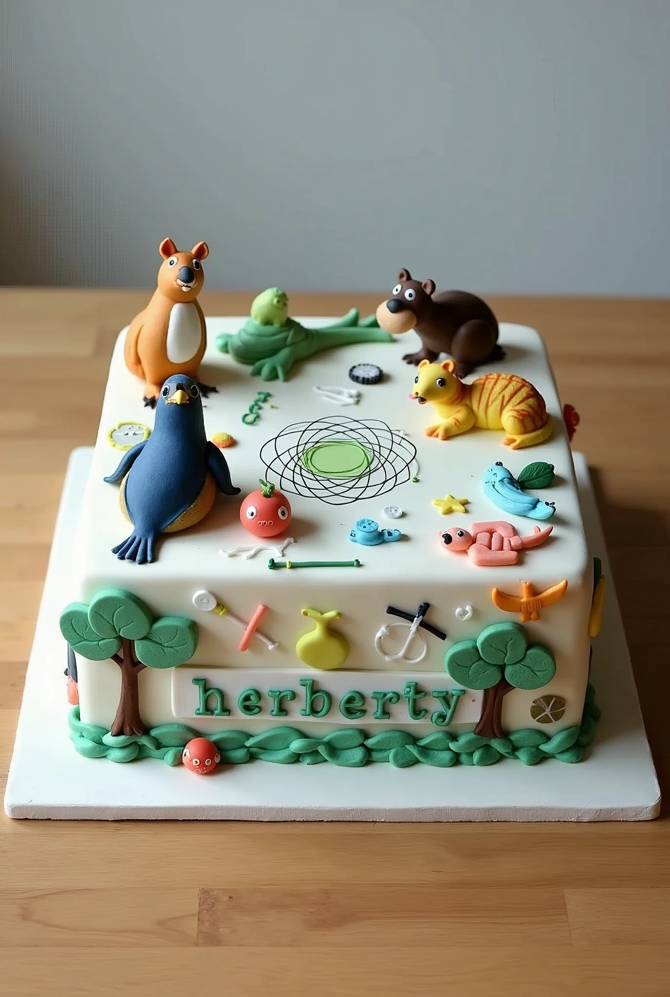 Custom square cake design for a biology and animal genetics teacher