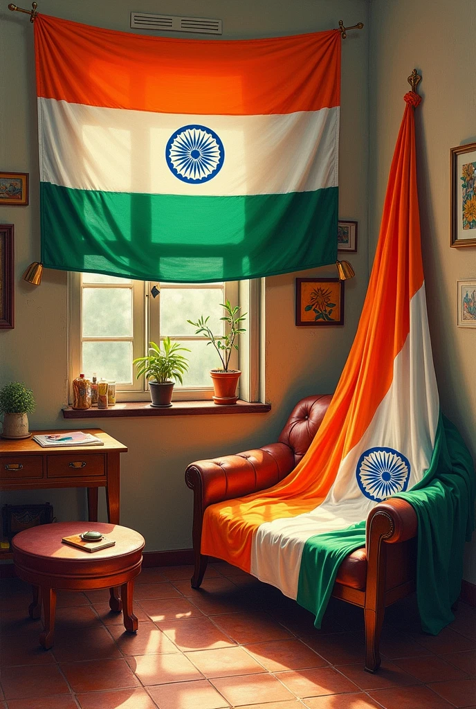 A beautiful painting on the theme of har ghar tilanga without any people