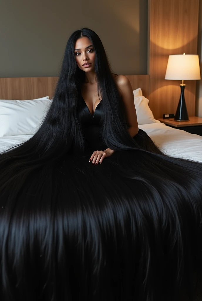 Super Long Hair Contest Winner、Full body photo、Head to toe photos、Taken from about 4 meters away、ultra-realistic、The longest black hair in the world、Hair longer than Rapunzel、She has very long black hair that covers her entire body...、Hair that is shampooed every day is so beautiful、I's hair isバラの香りがして、My very long black hair makes me look sexy.、My charm is my long black hair、Long black hair is a symbol of beauty、I'I am proud of my long black hair、This long hair length and volume is admired around the world.、Her very long black hair is fanned out、Smooth black hair that flows from shoulders to floor、I have a lot of hair、Cover the entire bed with hair、Hide your hands with your long hair、Hide your fingers with your long hair、A storm of black hair about to overflow from the screen、,Full body photo,超Super long hair、naked、the most Beautiful Hair in the world、Lie on your back in bed、Long hair covering her vagina、White underwear or naked、Cover the whole body with straight hair、Very beautiful face、beautifully styled black hair、Very large amounts of hair、Super long hair that accentuates femininity'sexly、Slim figure、Beautiful and shiny hair、Bright lighting、Professional Lighting、Full body photo、Black hair contest winner、the place is a bedroom、My hair is reaching the floor and dragging、Full of black hair、She is leaning on the bed, Show off your long hair.、The bed is full of hair、Long black hair covers the whole body、Super long hair、Best image quality、highest quality、Highest Resolution、Ultra-realistic photos、Full body photo、1 girl、Very beautiful face、 Real Photo、Live-action,((large breast:1.6)), (((diamond shape body)), (((open legs)))
