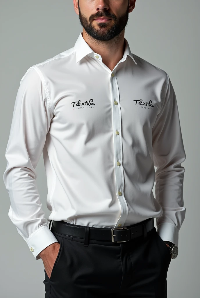 A shirt with the name of a company called Têxtilfio malhas