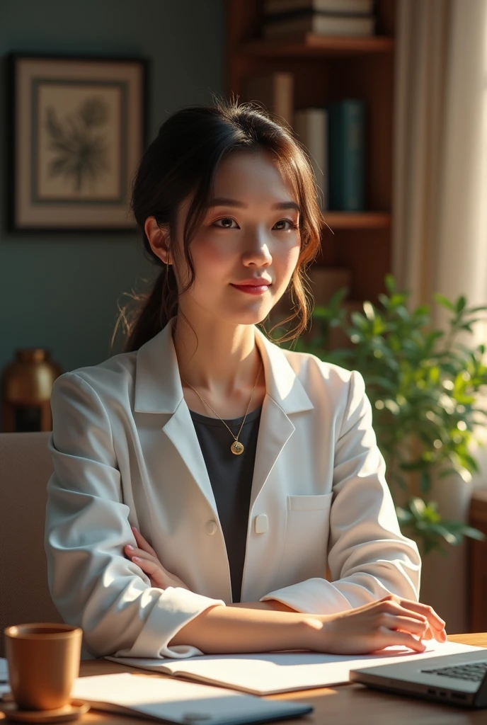 Female psychologist from the private university of the north, lively and tender, with the theme of human talent management