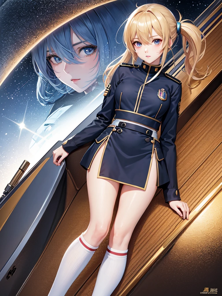 Female anime style Dorbach ,Mecha Uniform 2D, ((,The bottom is sticking out)),Knee socks((Highest quality)), ((masterpiece)), (detailed) ((Centered Images)) Crying face